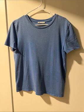 Zara Blue Crew Neck Short Sleeve Tee
